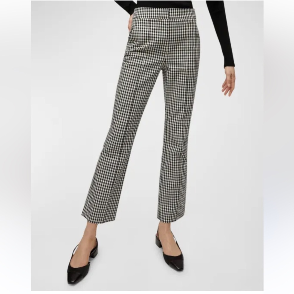 Veronica Beard Black and White Checkered Cropped Pants